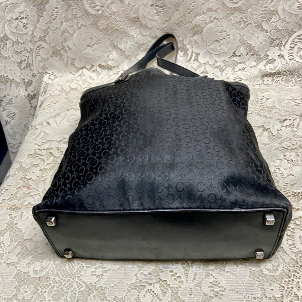 Celine, Nylon-Leather Trim Handbag 12in x 10in x 4in