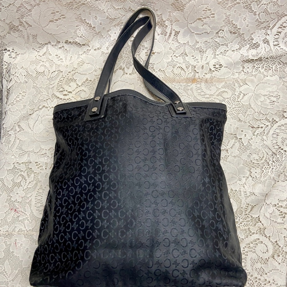 Celine, Nylon-Leather Trim Handbag 12in x 10in x 4in