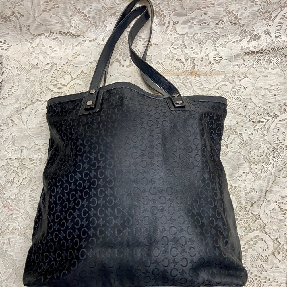 Celine, Nylon-Leather Trim Handbag 12in x 10in x 4in