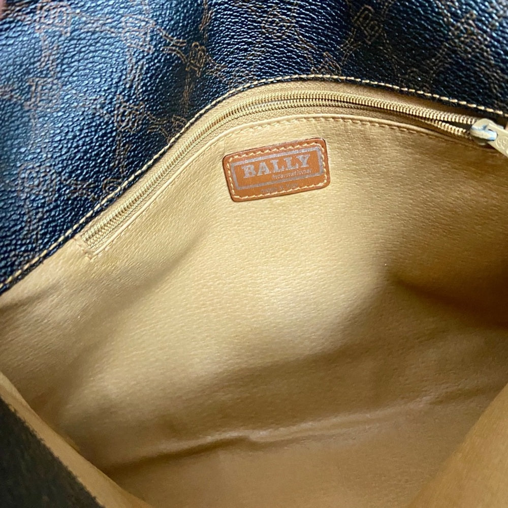Bally Brown Coated Canvas Leather Trim-Crossbody