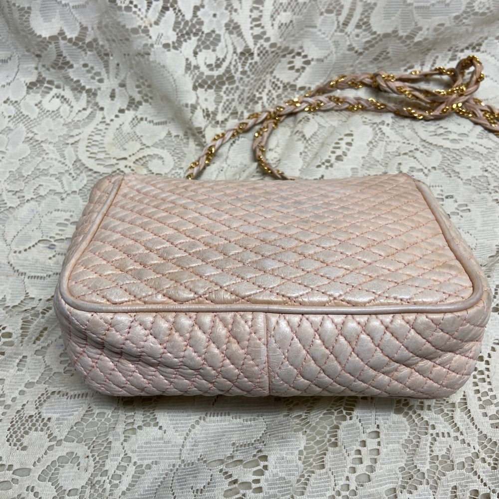 Bally Pink Quilted Leather Crossbody 7in x 6in x 2.5in