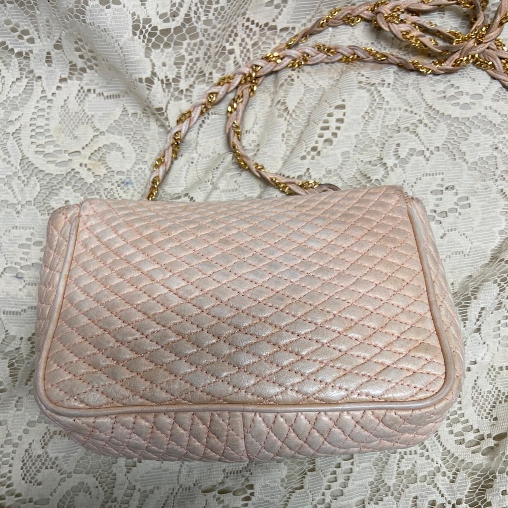 Bally Pink Quilted Leather Crossbody 7in x 6in x 2.5in