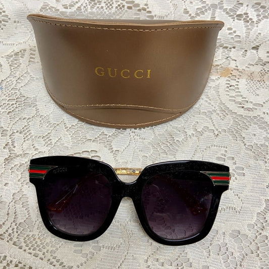 Gucci, Italy, Black Gold Sherry Line Sunglasses
