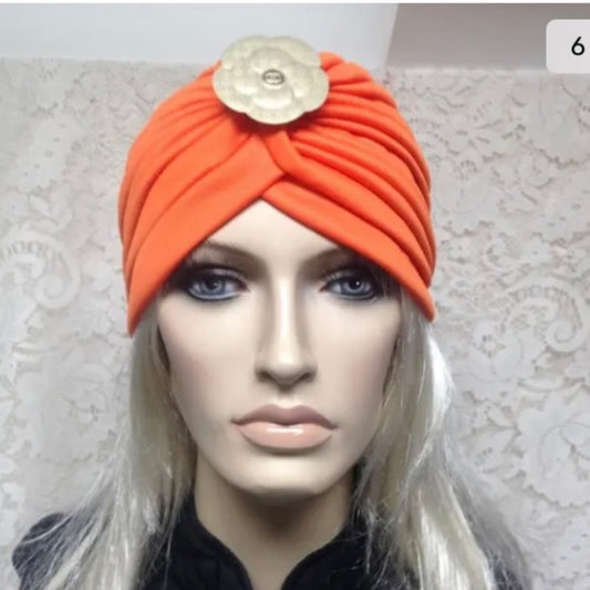 Fabulous Orange Cloche, Turban, Flapper Style Hat