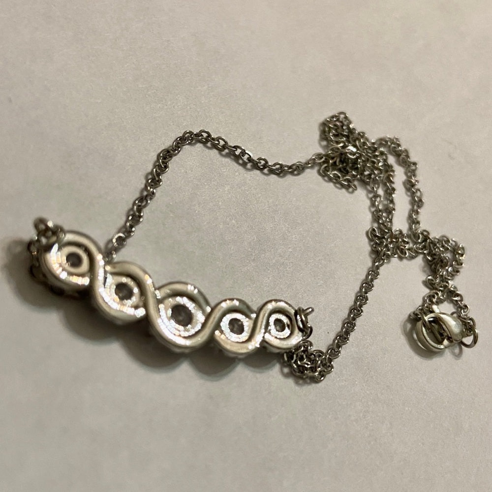 Faux Diamonds-Cubic Zirconia 925 Silver Filled Chain Necklace