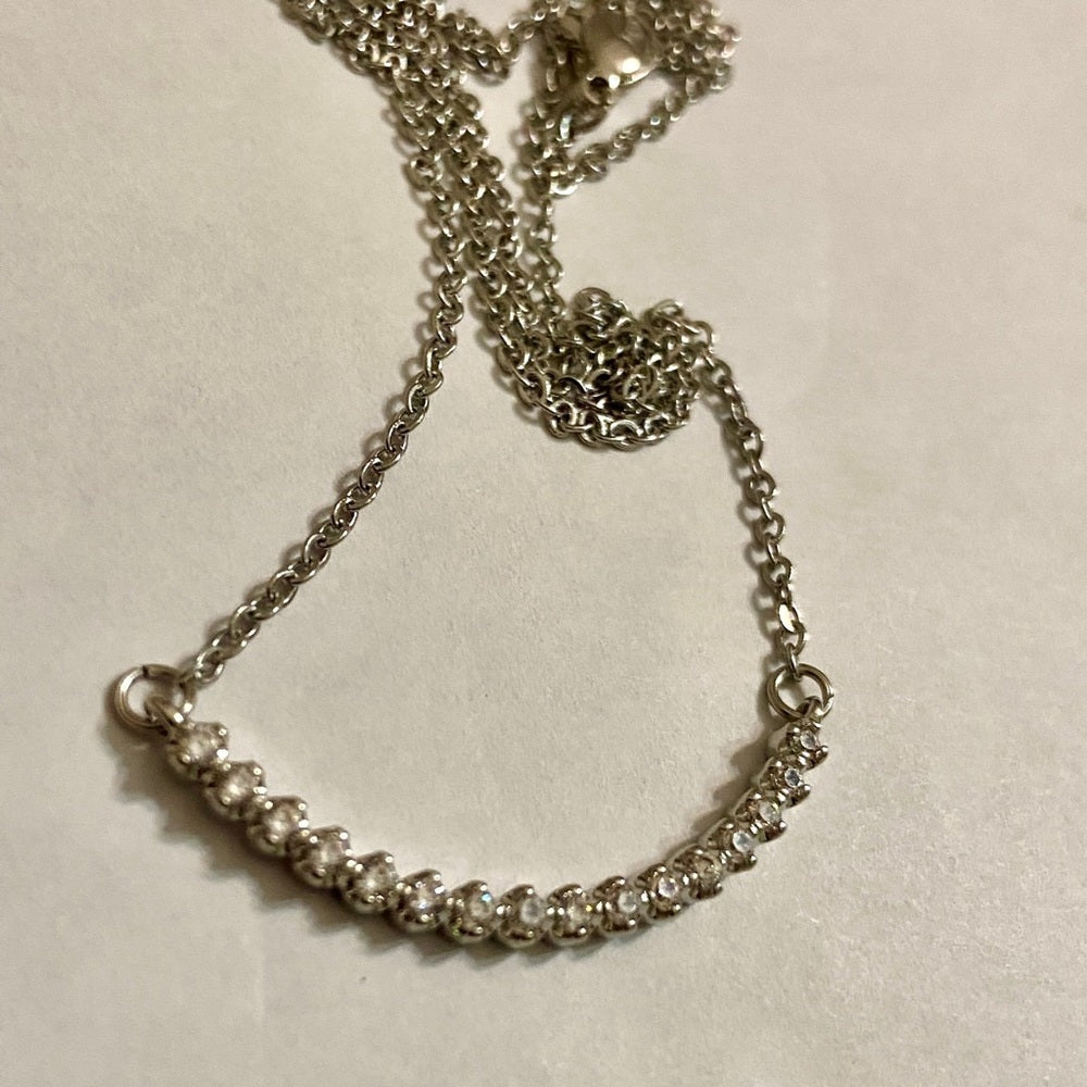 Faux Diamonds-Cubic Zirconia 925 Silver Filled Chain Necklace