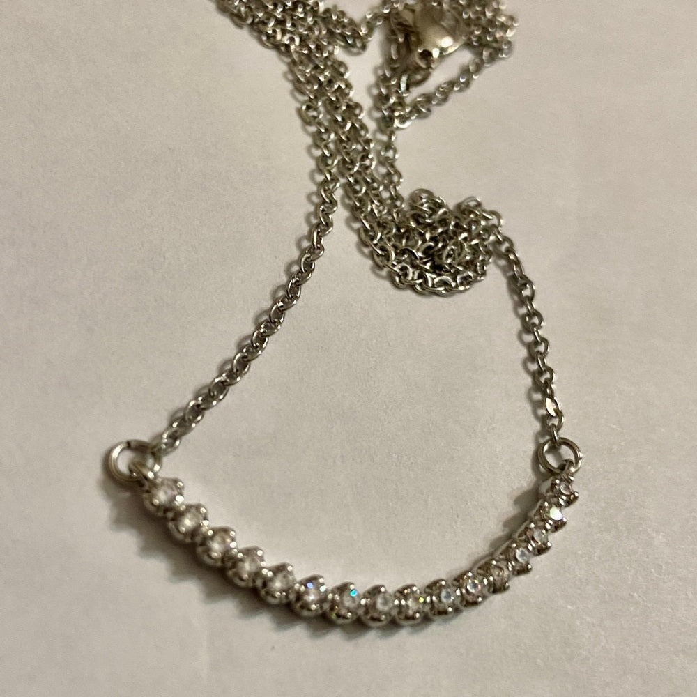 Faux Diamonds-Cubic Zirconia 925 Silver Filled Chain Necklace
