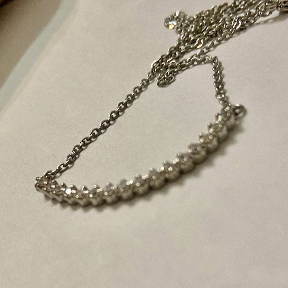 Faux Diamonds-Cubic Zirconia 925 Silver Filled Chain Necklace
