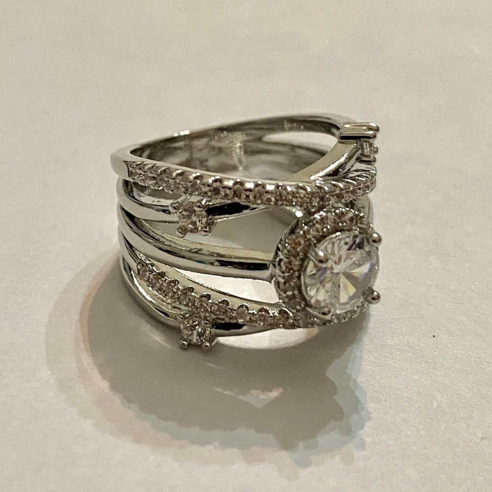 Faux Diamonds- Cubic Zirconia 925 Silver Filled Ring