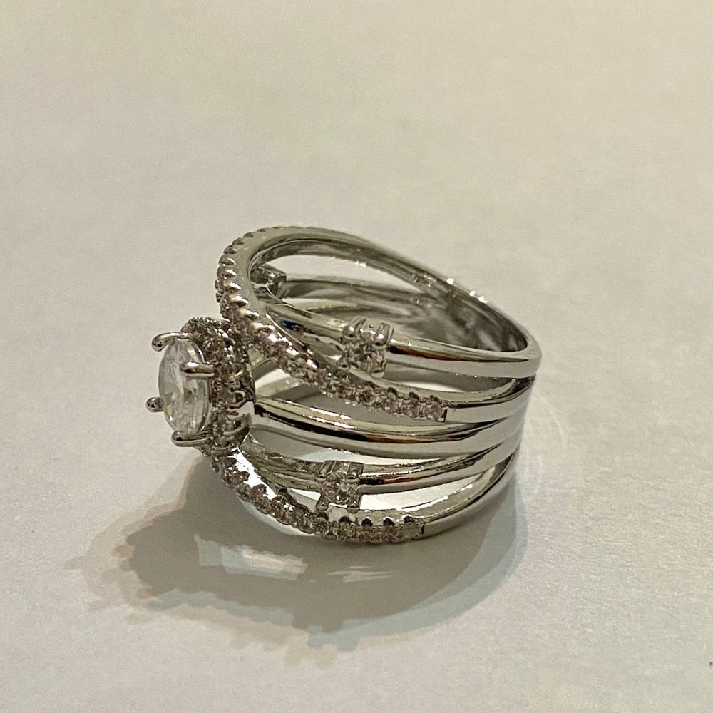 Faux Diamonds- Cubic Zirconia 925 Silver Filled Ring