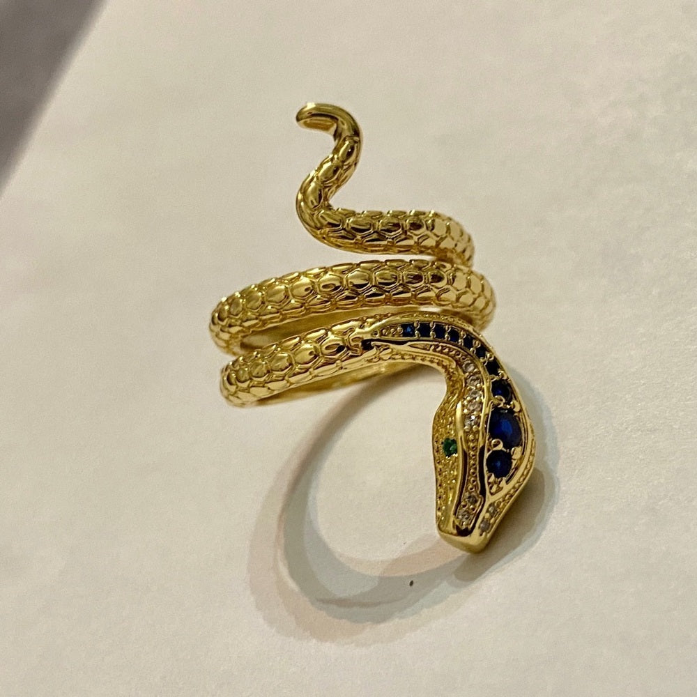 Snake Cubic Zirconia Gold Plated Ring
