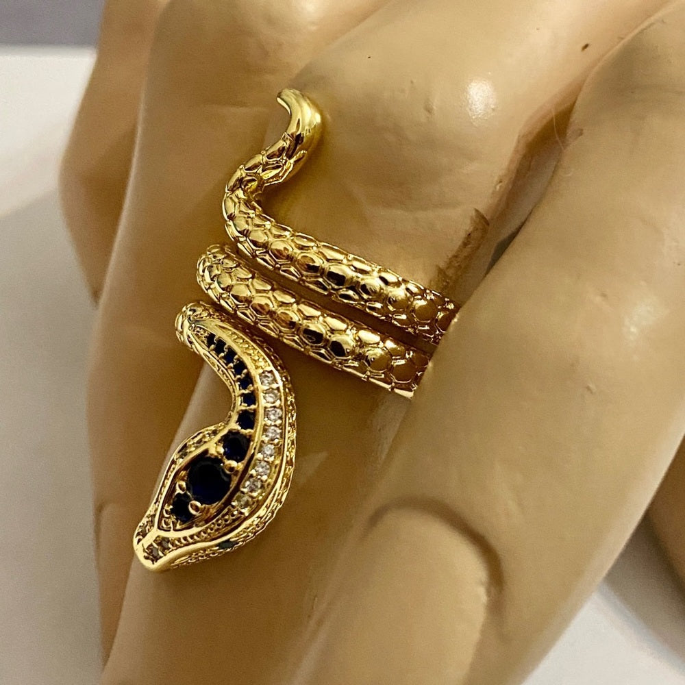 Snake Cubic Zirconia Gold Plated Ring