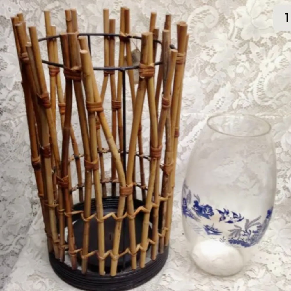 Large, Wicker Candle, Umbrella or Flower Stand 16in H x 9in D