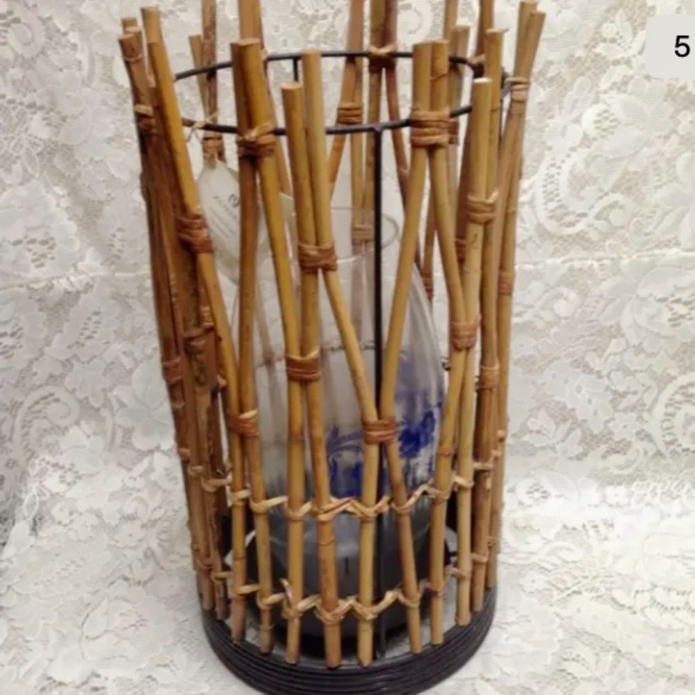 Large, Wicker Candle, Umbrella or Flower Stand 16in H x 9in D