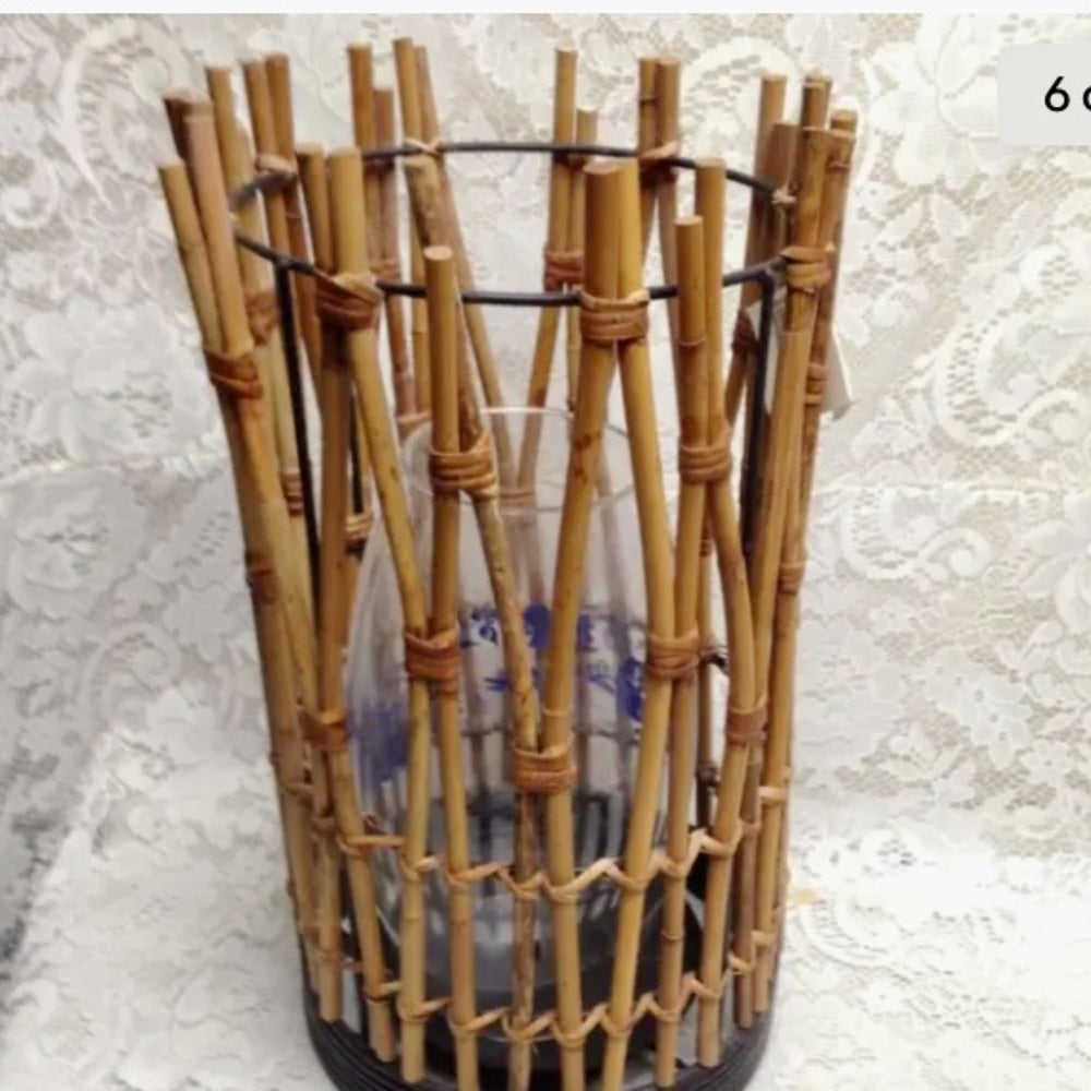 Large, Wicker Candle, Umbrella or Flower Stand 16in H x 9in D