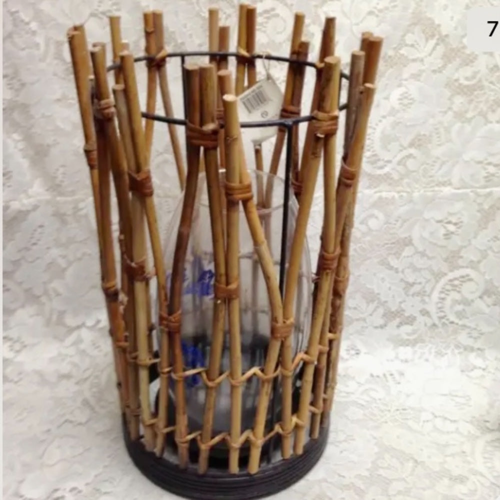 Large, Wicker Candle, Umbrella or Flower Stand 16in H x 9in D