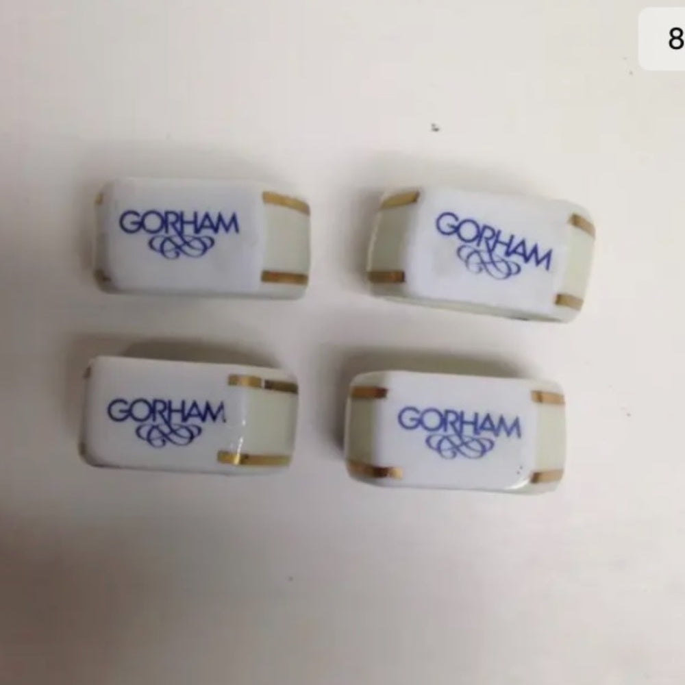 Vintage, 4-pc Blue Willow, Gorham Porcelain Napkin Ring Set