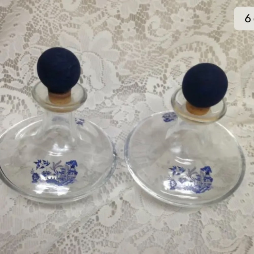 Vintage, 3-pc Blue Willow Oil and Vinegar Cruet Set