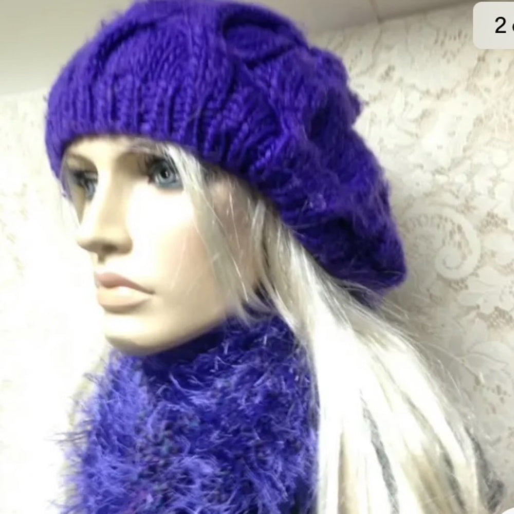 Beautiful, Fits All, Aerospostale Purple Knitted Hat and Matching Scarf Set