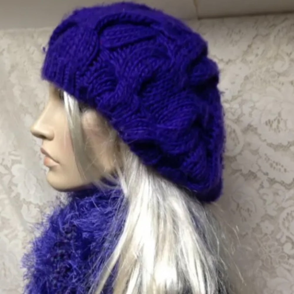 Beautiful, Fits All, Aerospostale Purple Knitted Hat and Matching Scarf Set