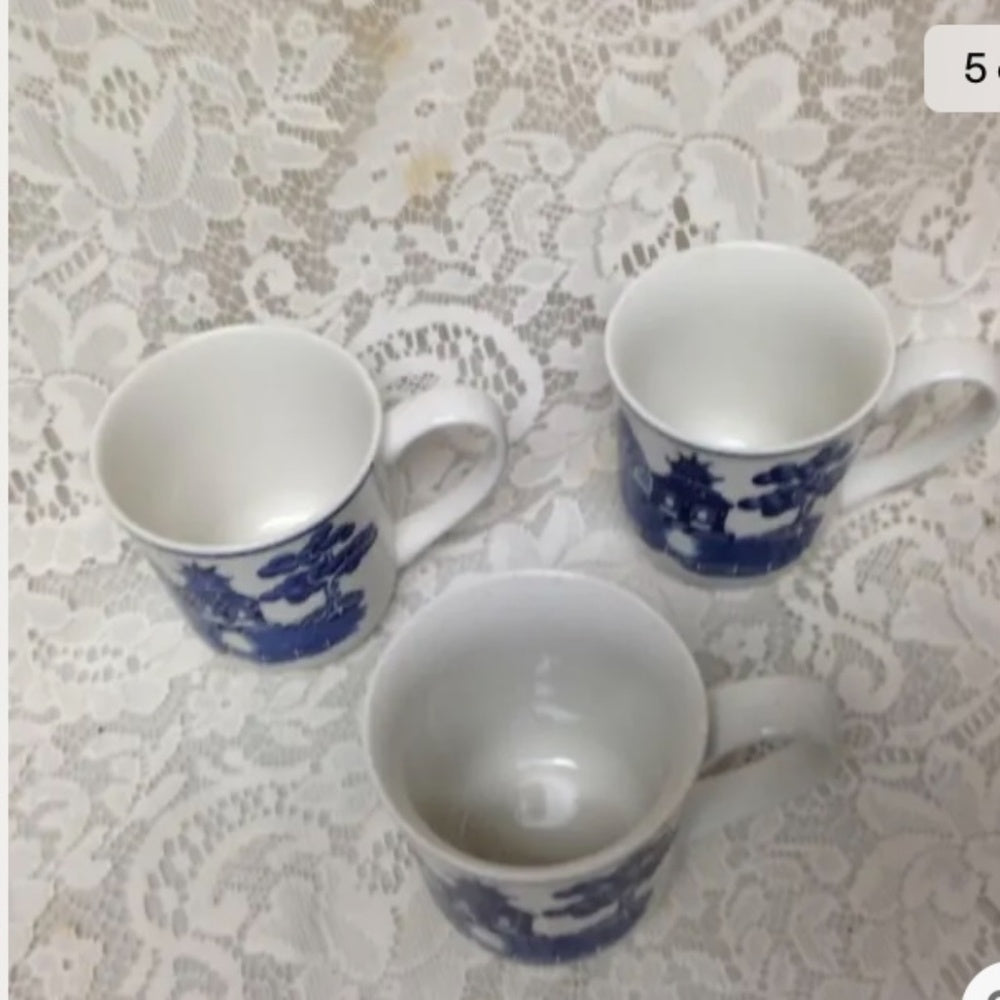 Vintage, Rare, Christopher Johnson, Pagoda Blue Willow 5-pc Tea Set