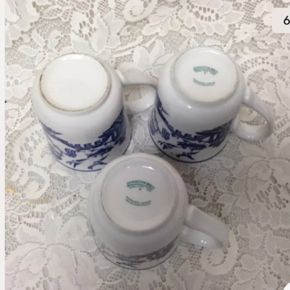 Vintage, Rare, Christopher Johnson, Pagoda Blue Willow 5-pc Tea Set