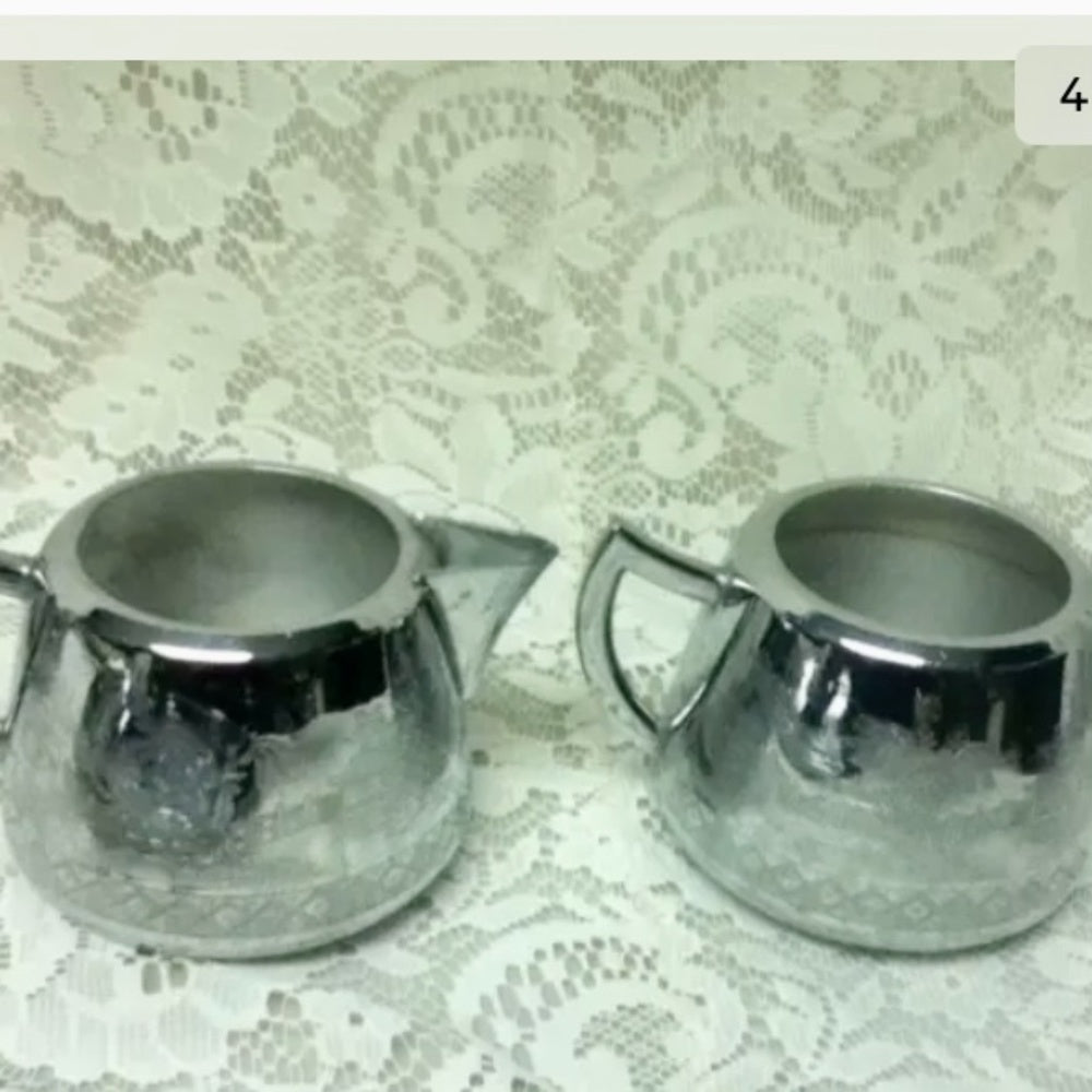 Vintage, Rare, England, Willoware, Swan Brand, 5-pc Chrome Coffee and Tea Set