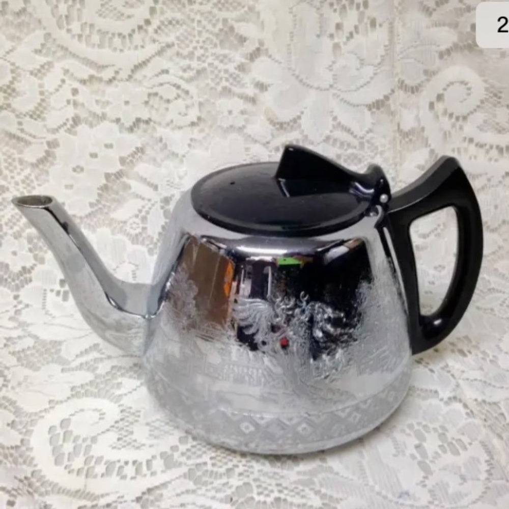 Vintage, Rare, England, Willoware, Swan Brand, 4-pc Chrome Tea Set
