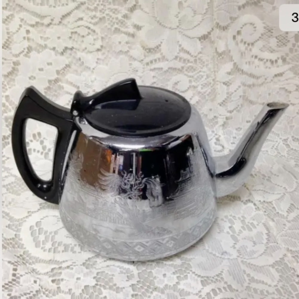 Vintage, Rare, England, Willoware, Swan Brand, 4-pc Chrome Tea Set
