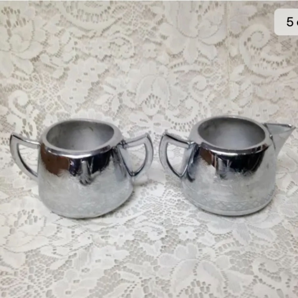 Vintage, Rare, England, Willoware, Swan Brand, 4-pc Chrome Tea Set