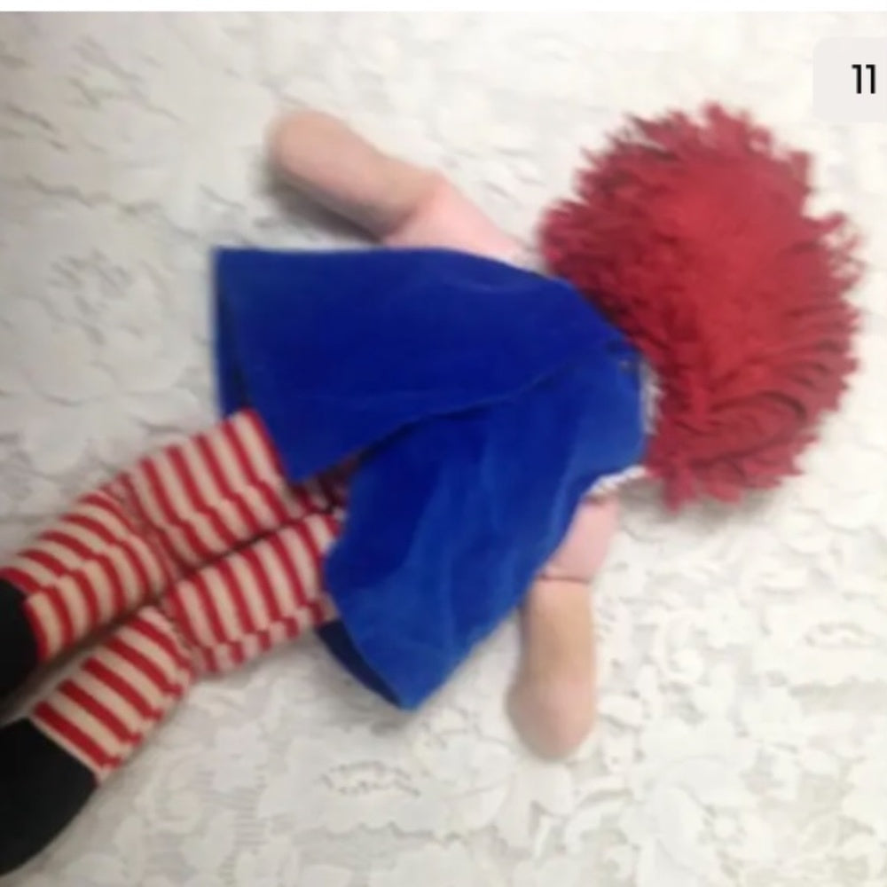 Vintage, Pair of 16in Raggedy Ann and Andy Dolls