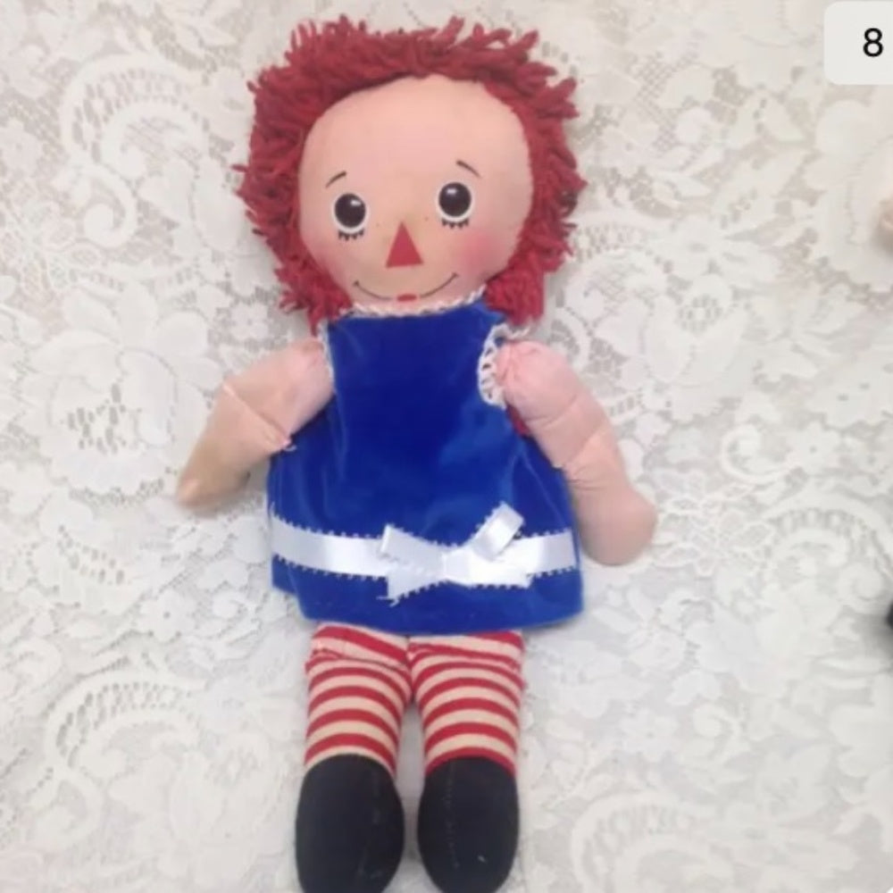 Vintage, Pair of 16in Raggedy Ann and Andy Dolls