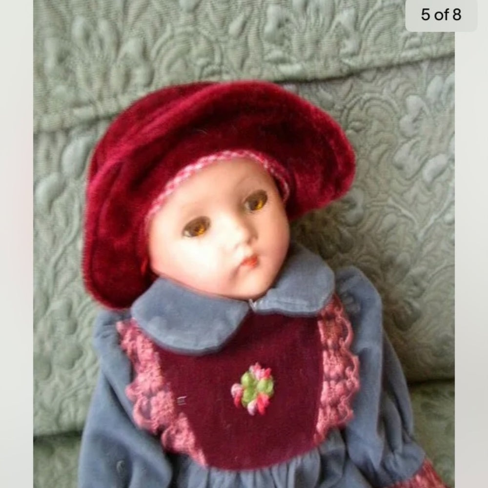 Vintage, Effanbee Suzanne Composition Doll in Velvet Gown