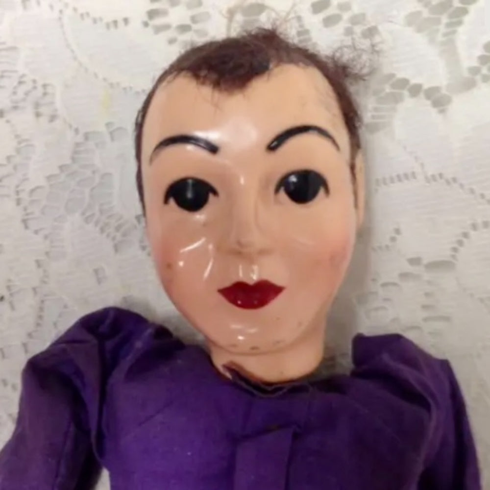Vintage, Hazelles, 14in Man Plastic- Wooden Marionette Doll