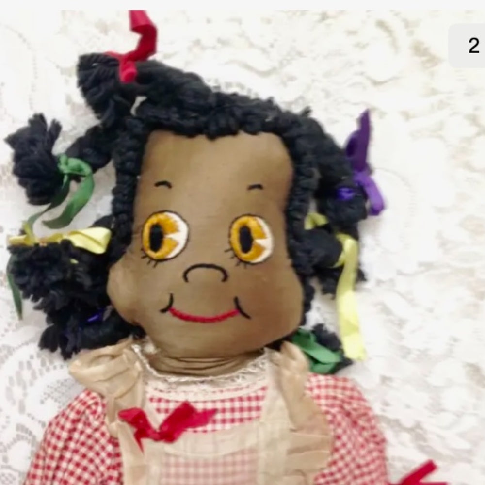 Vintage Handcrafted, African American Raggedy Ann 18-inch Doll