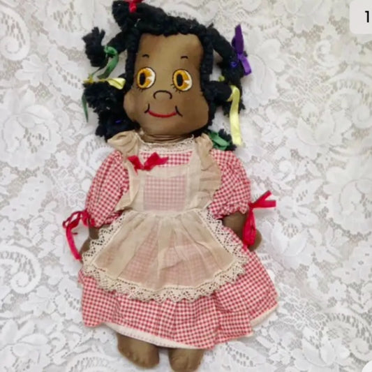 Vintage Handcrafted, African American Raggedy Ann 18-inch Doll