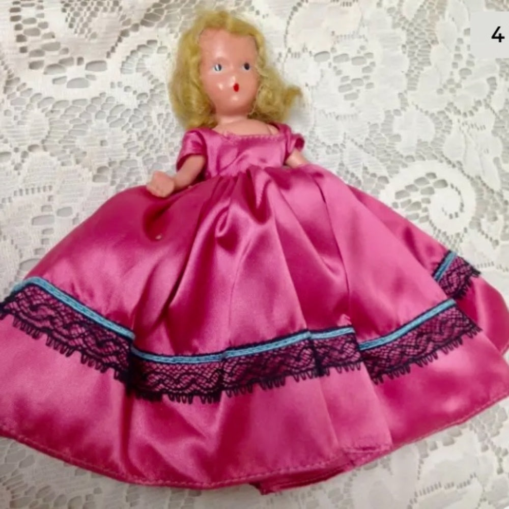 Vintage, Rare, 1930-40s 6.5in Nancy Ann Story Book Doll in Pink Gown
