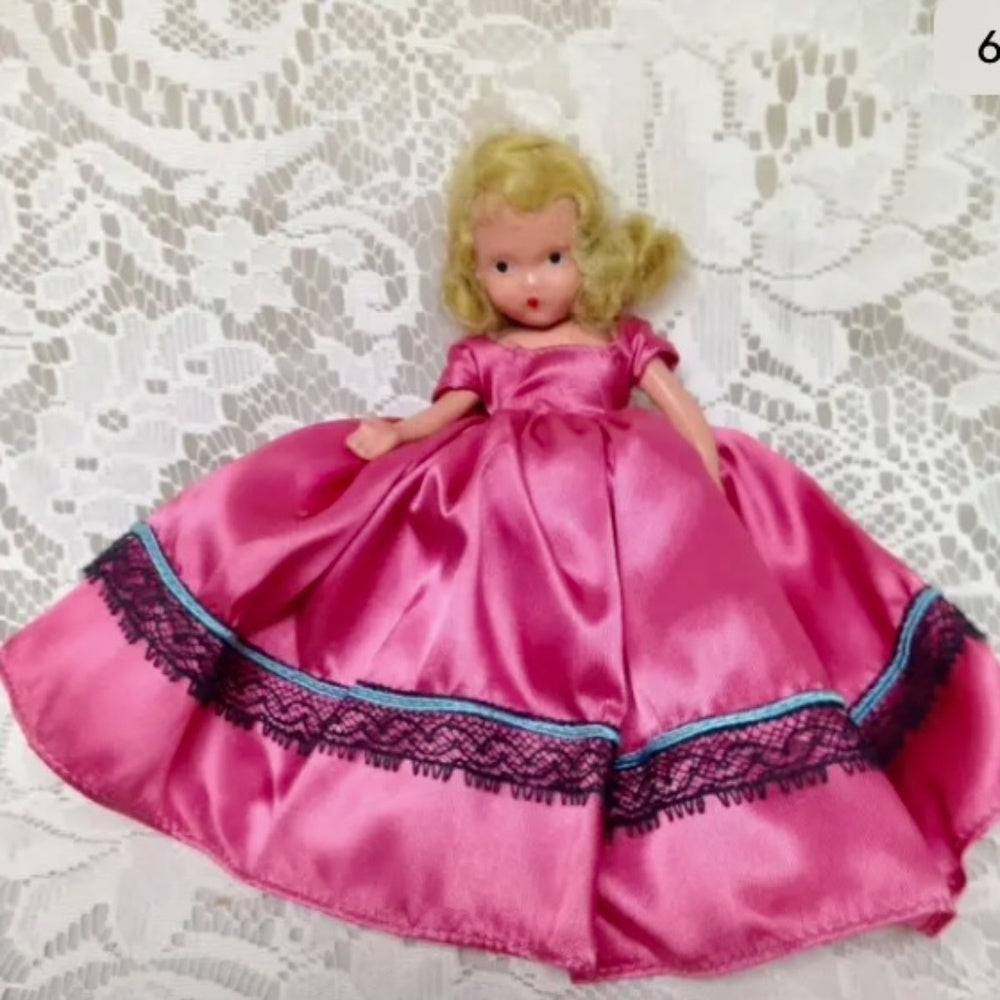 Vintage, Rare, 1930-40s 6.5in Nancy Ann Story Book Doll in Pink Gown
