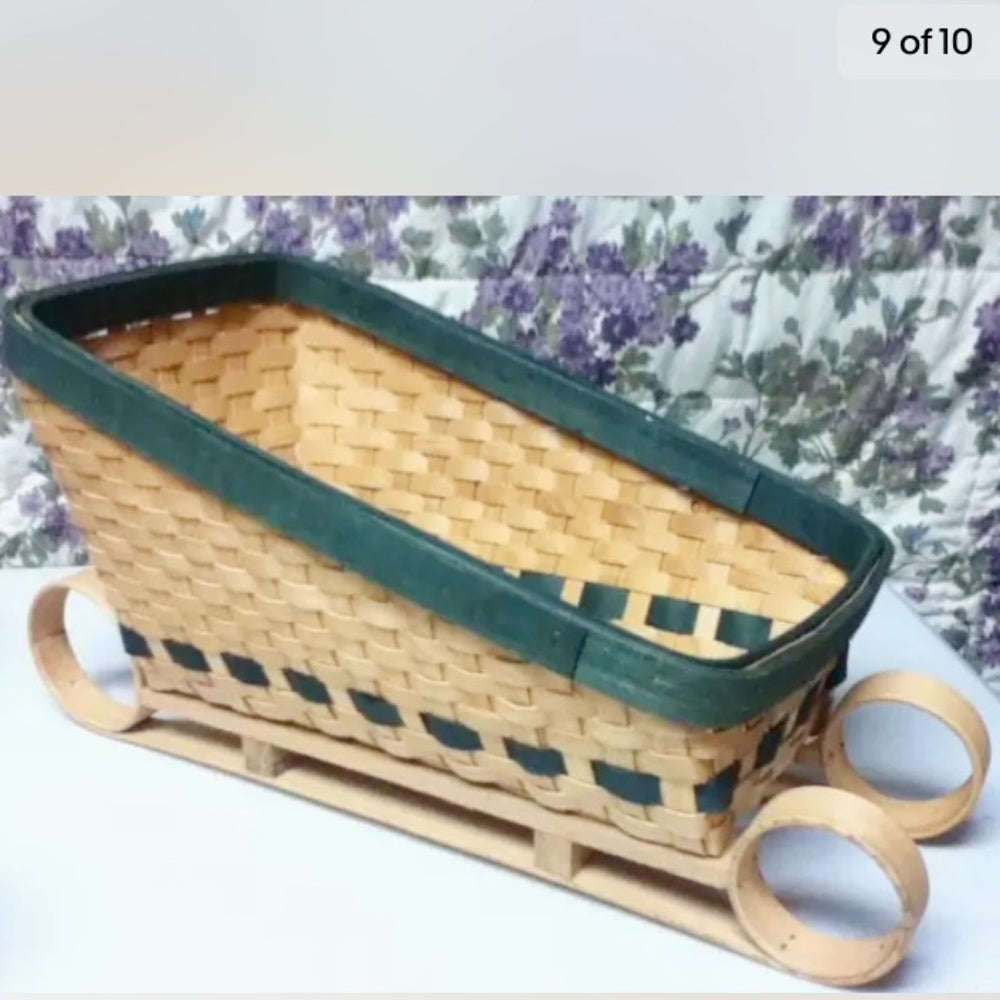 Vintage, 1971, 13in Ideal Blond Doll in Chip Wood Sleigh Bed