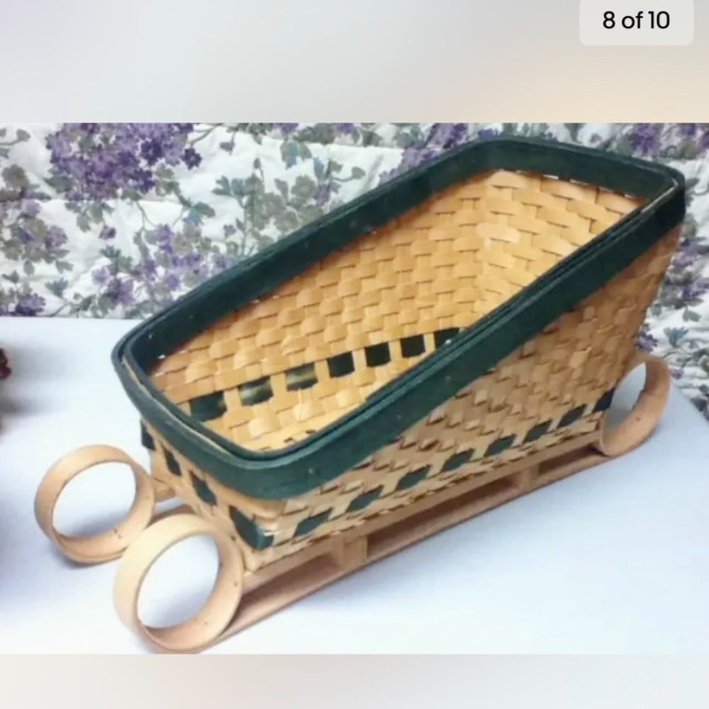 Vintage, 1971, 13in Ideal Blond Doll in Chip Wood Sleigh Bed