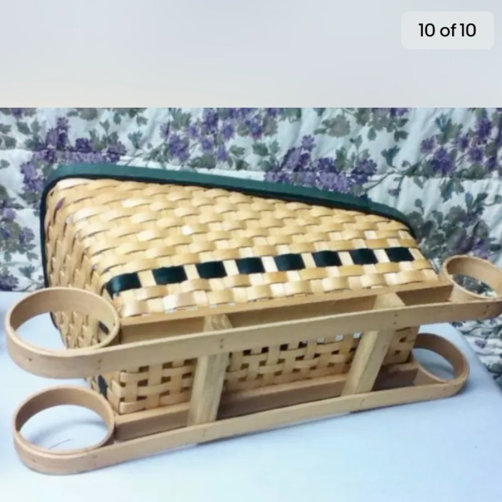 Vintage, 1971, 13in Ideal Blond Doll in Chip Wood Sleigh Bed