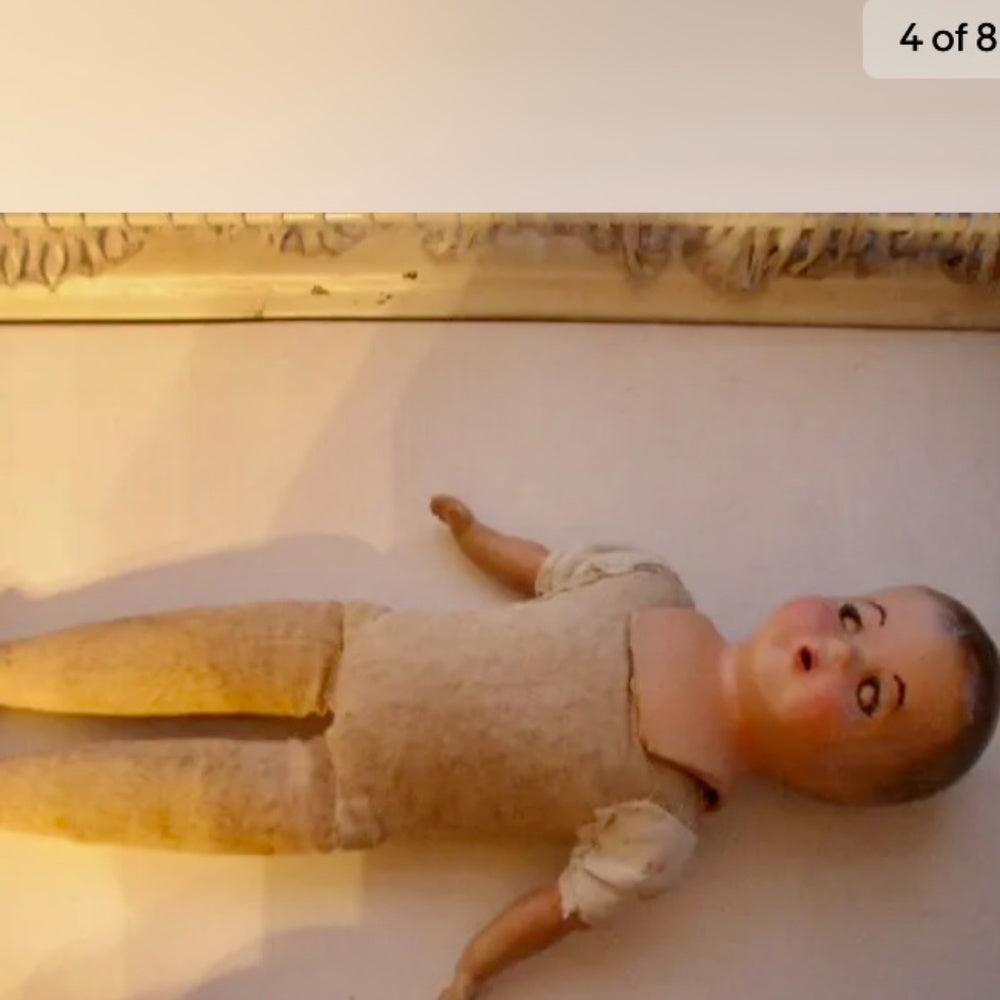 Antique, 18” Reiable Composition Baby Doll in Red Dress