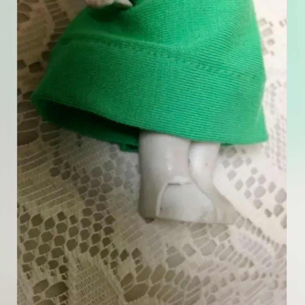 Antique, Made in Japan, 5.25in Bisque, Googly-eyed Doll in Green Dress