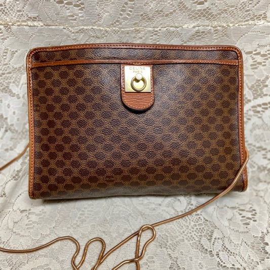 Celine, Paris, Italy Brown Mono 2-way Clutch-Crossbody --in x --in x --in