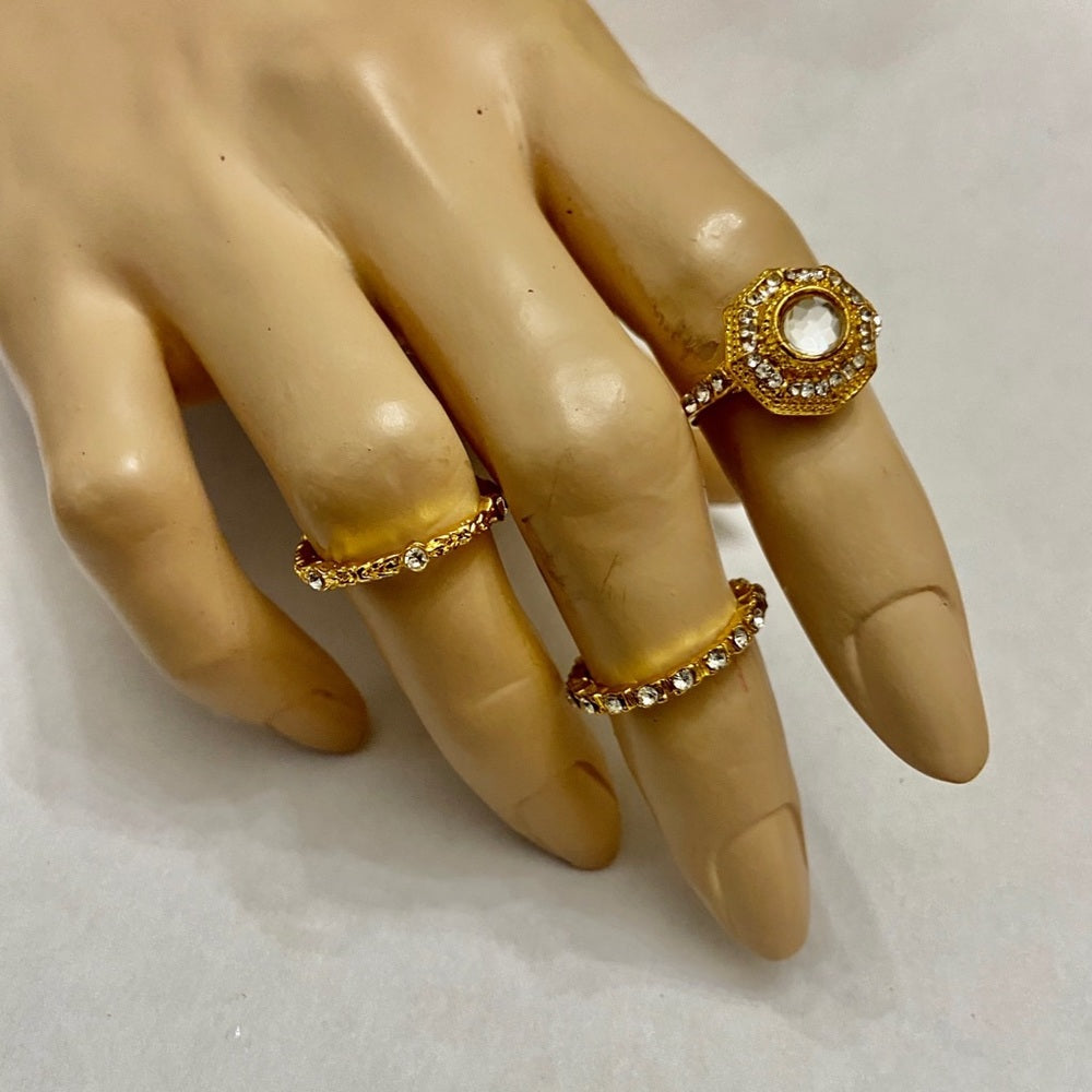 3pc Cubic Zirconia Goldplated Rings