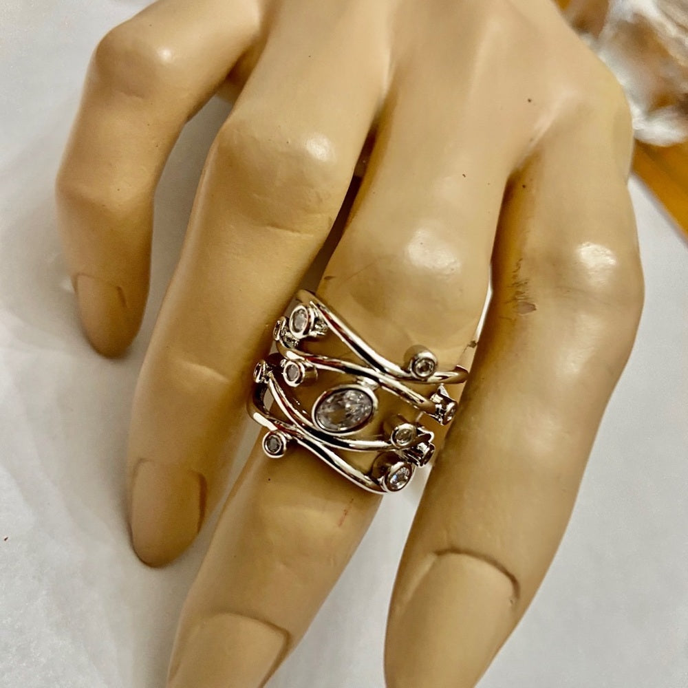 Faux Diamonds- Cubic Zirconia 925 Silver Filled Ring