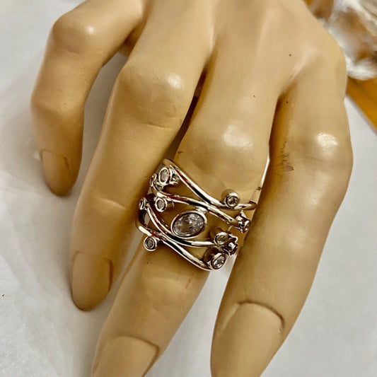 Faux Diamonds- Cubic Zirconia 925 Silver Filled Ring