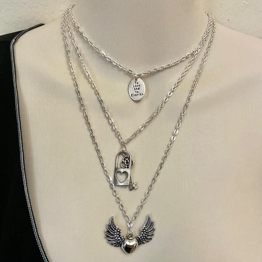 Romantic, To Love and To Cherish 3 Layers Pendant Necklace