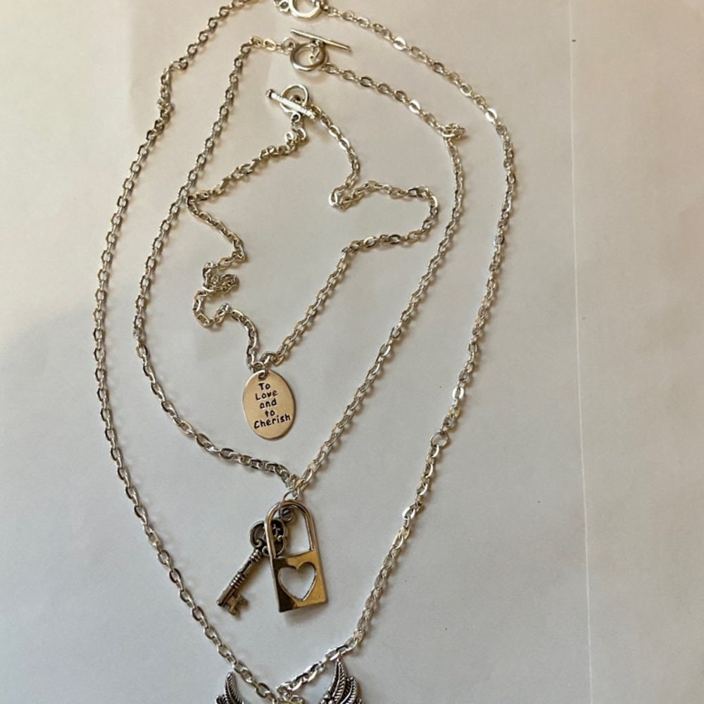 Romantic, To Love and To Cherish 3 Layers Pendant Necklace
