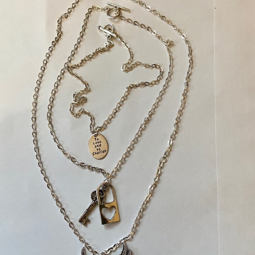 Romantic, To Love and To Cherish 3 Layers Pendant Necklace
